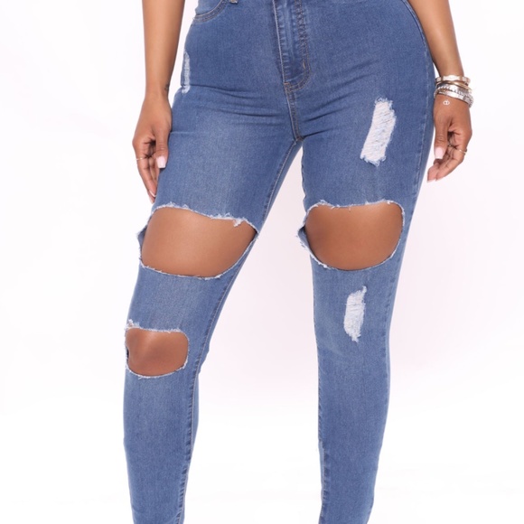 Fashion Nova Jegging Jeans | Needing More Destroyed High Rise Jegging Jeans - Picture 2 of 3